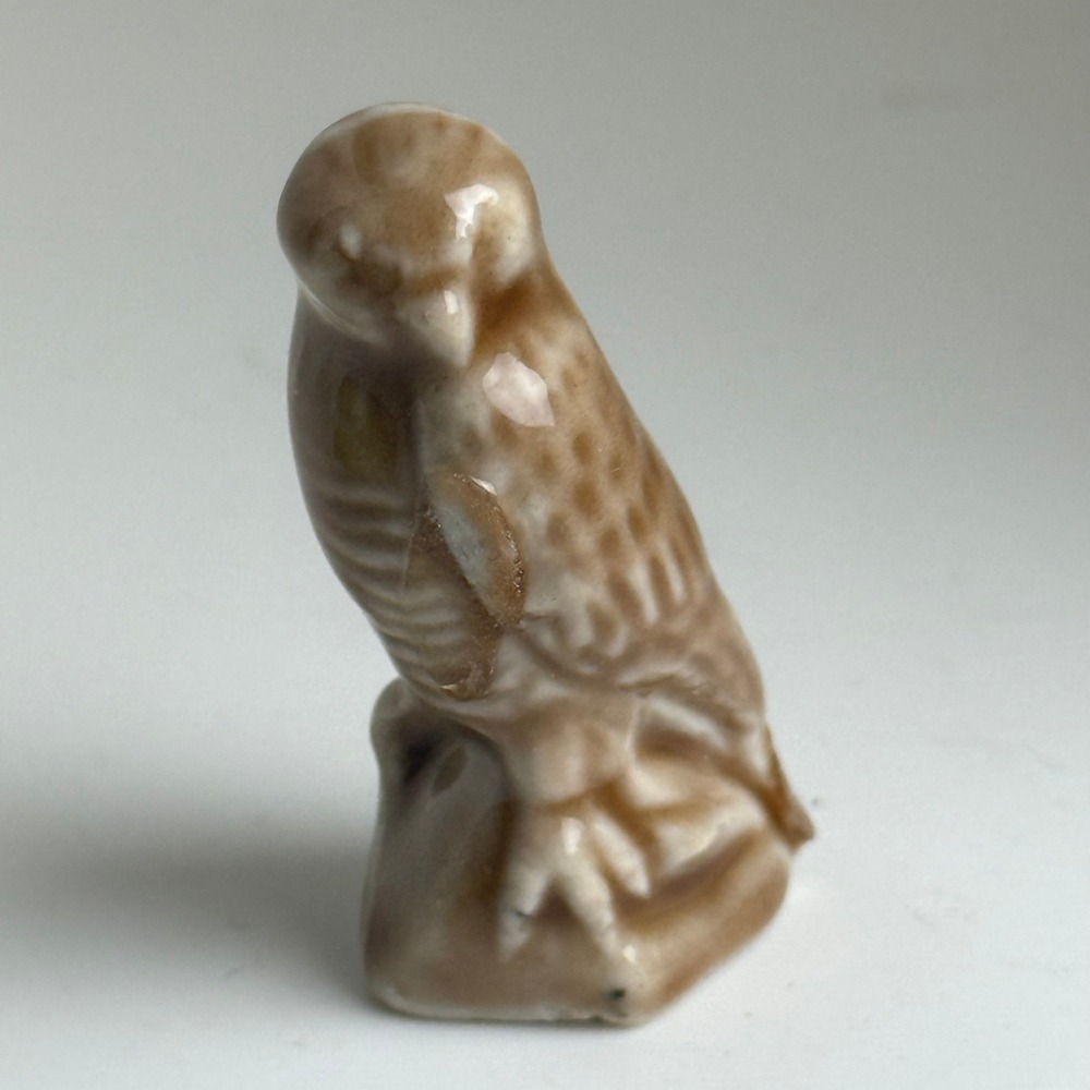 Wade Whimsies Hawk Figurine Porcelain Miniature Brown Tan Made in England